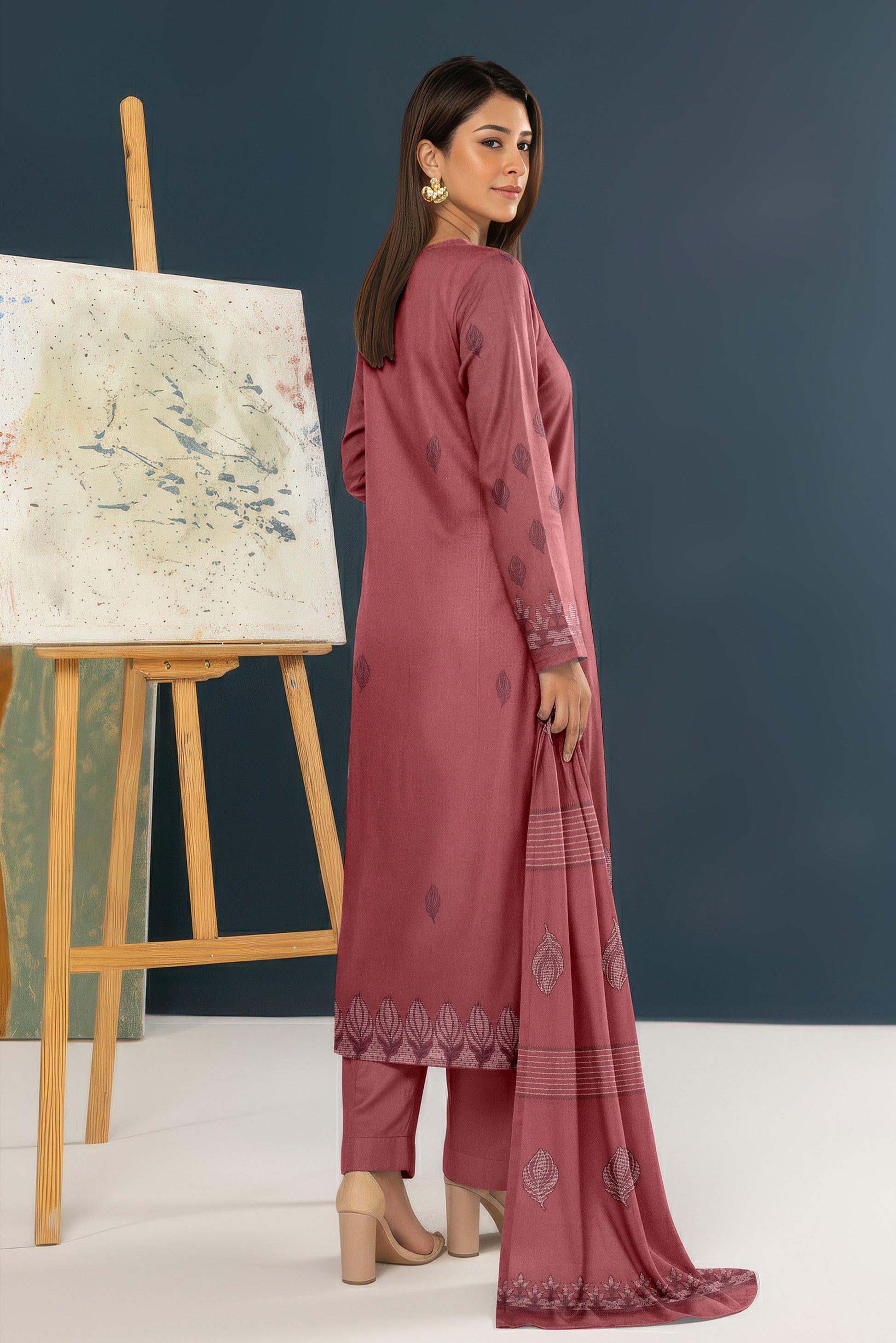 SANGAM PEACH WOOL EMB  Shirt & Dupatta VOL- 2584