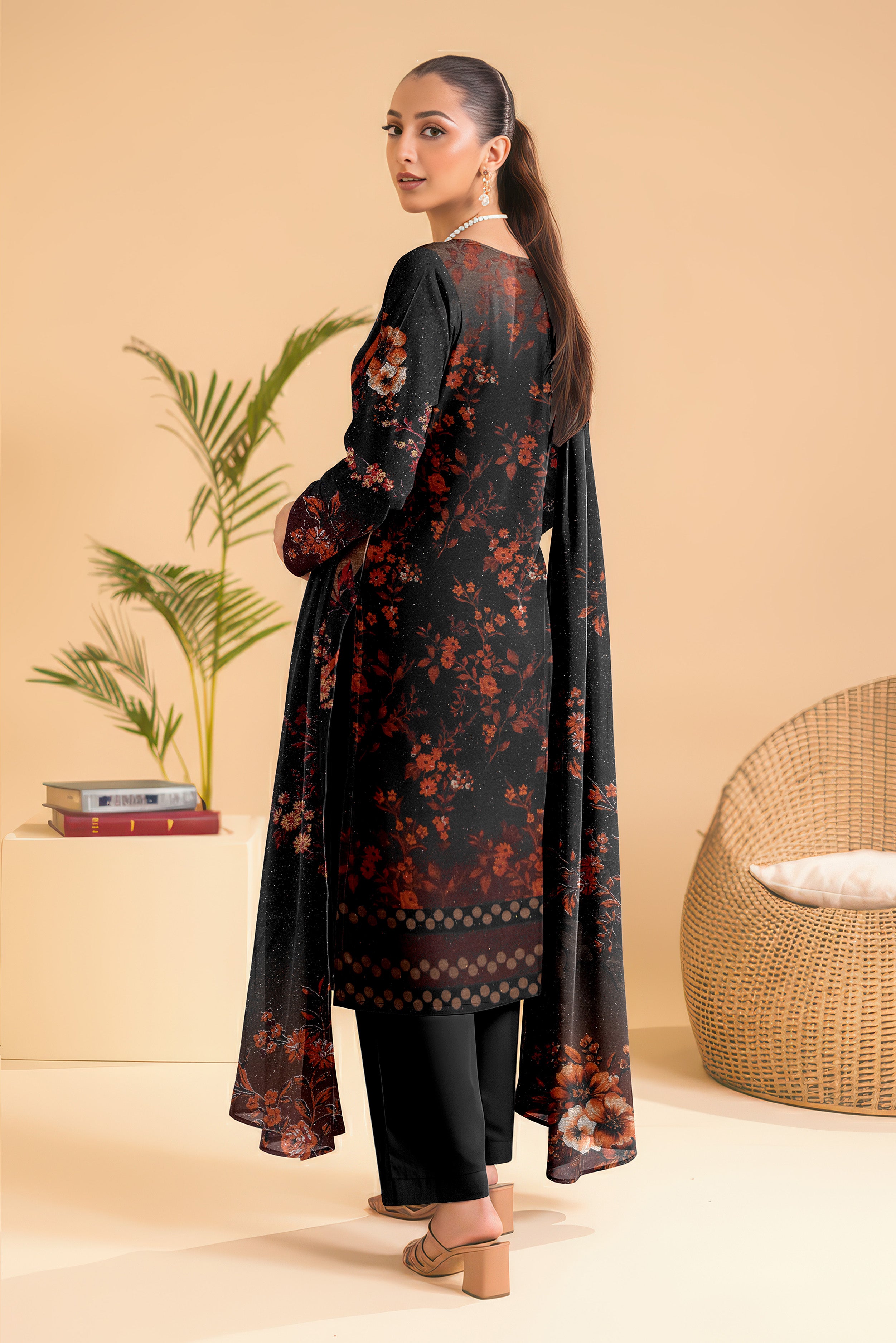 CHAMKI PEACH WOOL PRINT  Shirt & Dupatta VOL- 2445