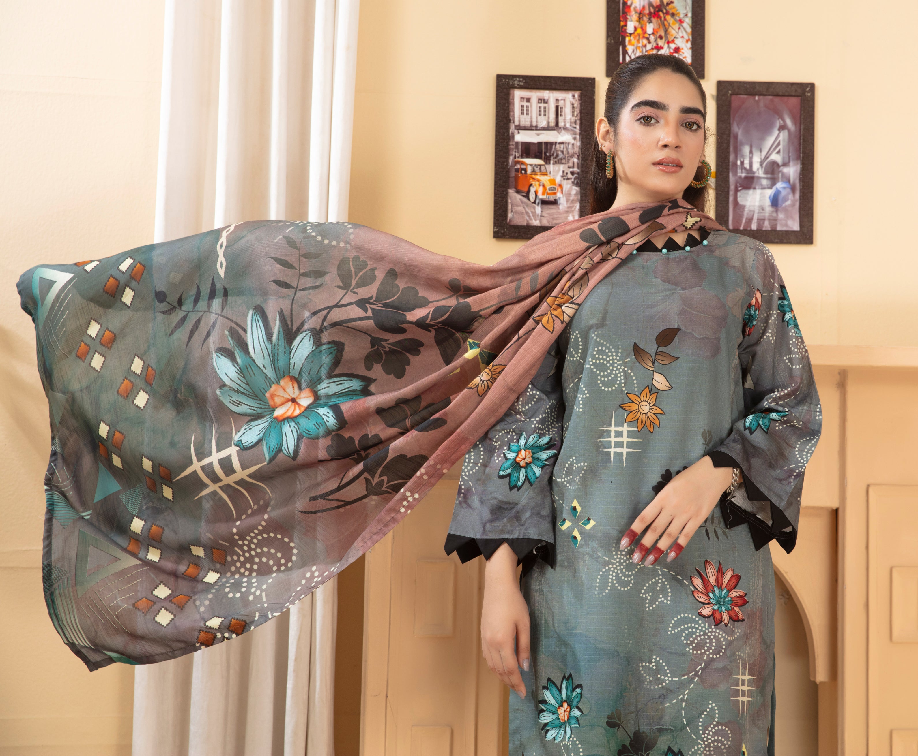 ALEEZAY Viscose PRINT Shirt & Dupatta Vol-2460