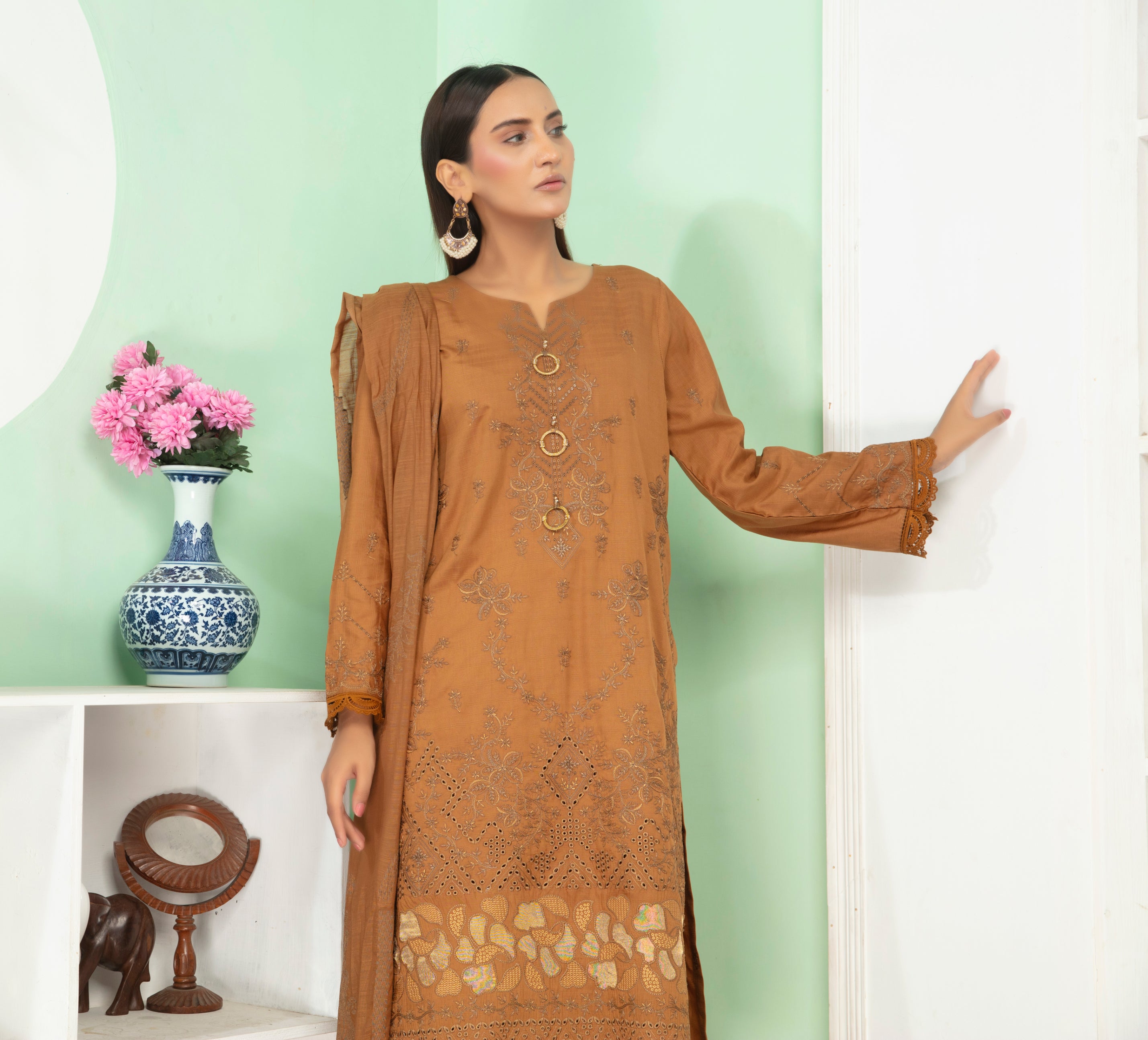 MINAHAL Viscose EMB Shirt & Dupatta Vol-2417