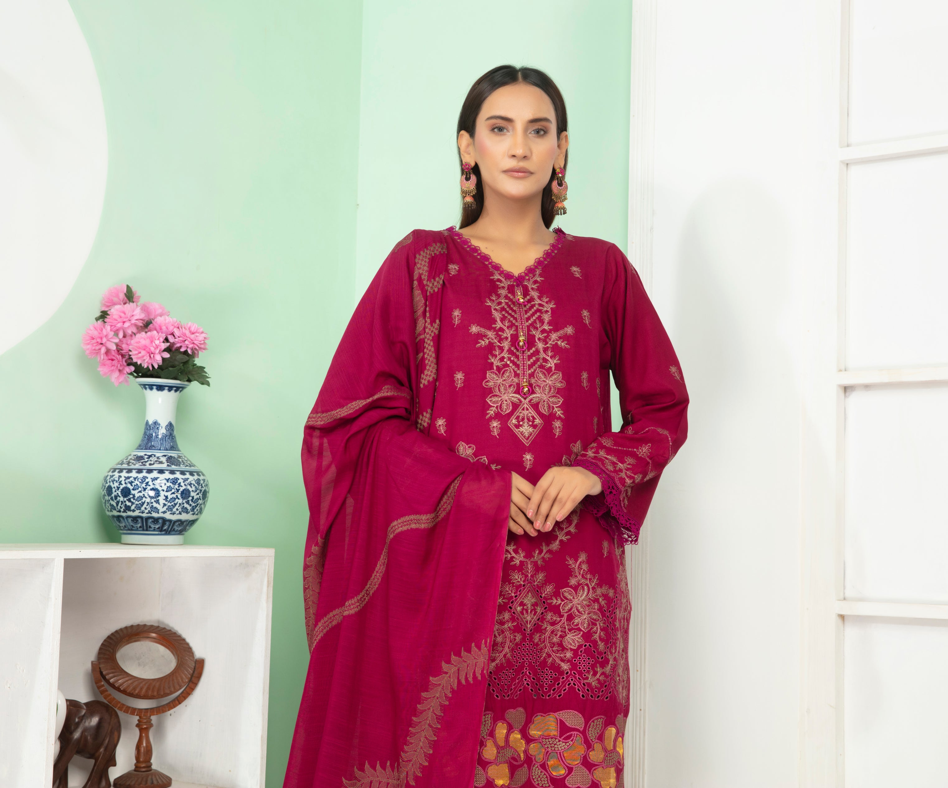 MINAHAL Viscose EMB Shirt & Dupatta Vol-2417