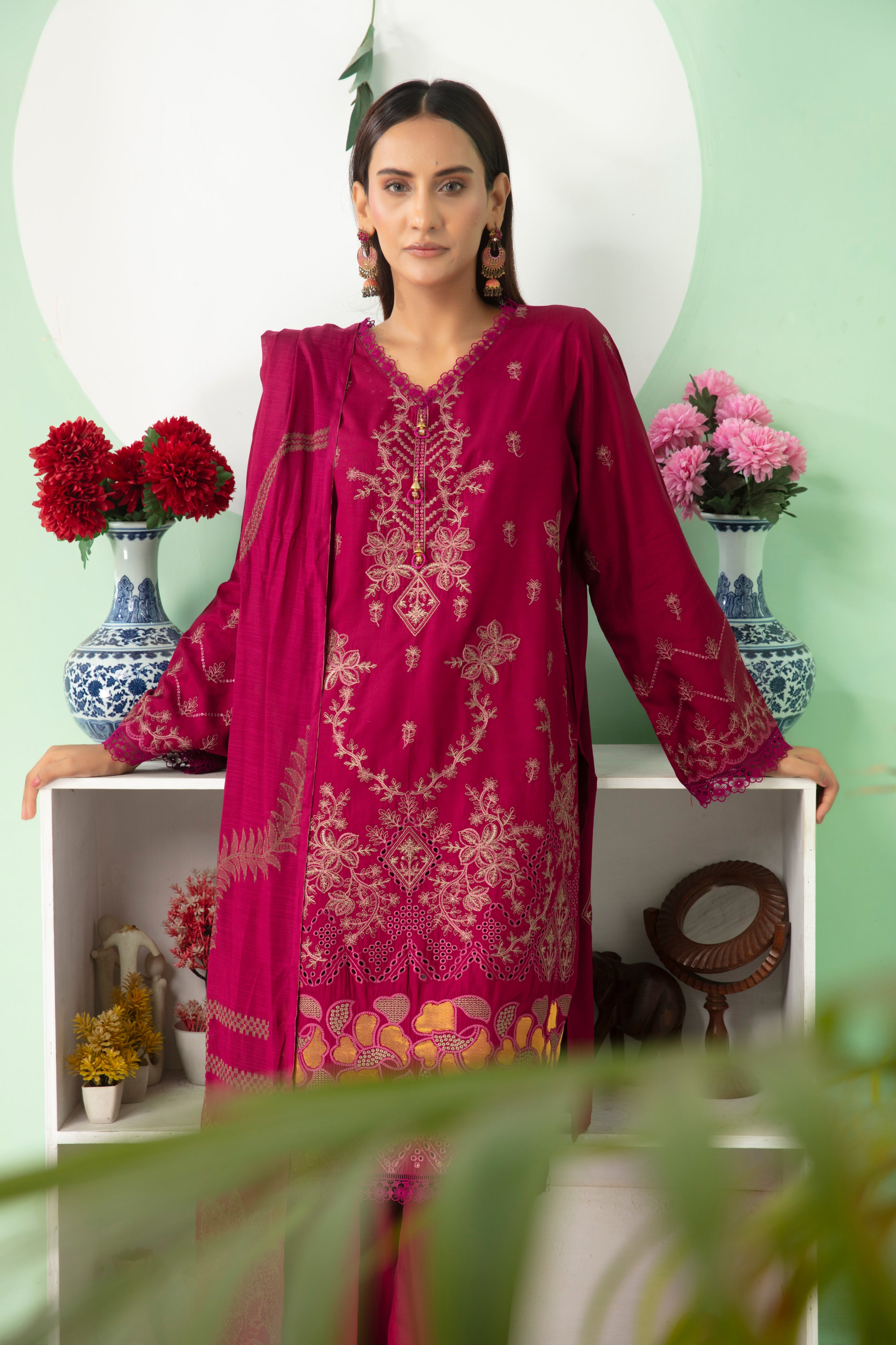 MINAHAL Viscose EMB Shirt & Dupatta Vol-2417