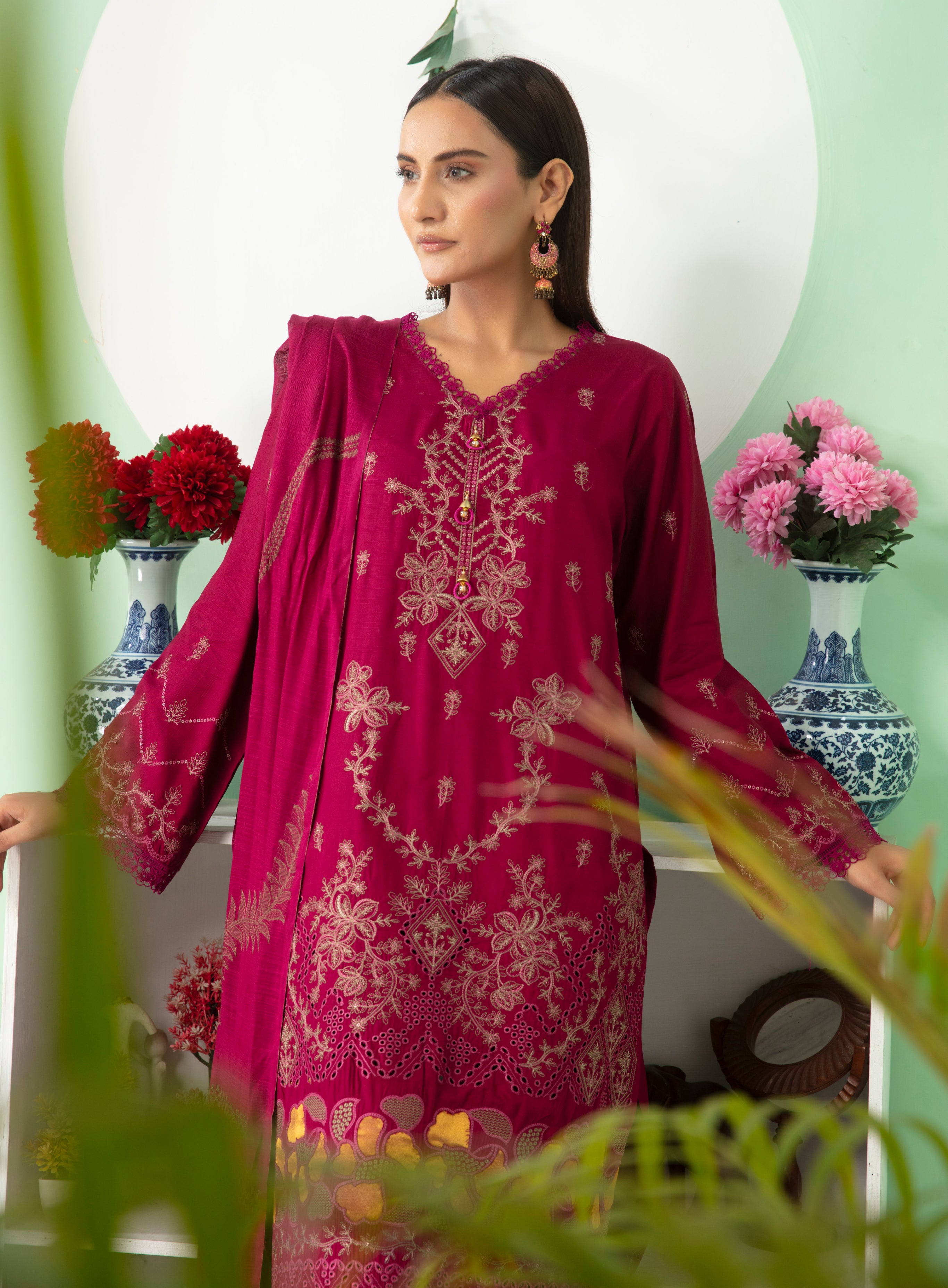 MINAHAL Viscose EMB Shirt & Dupatta Vol-2417