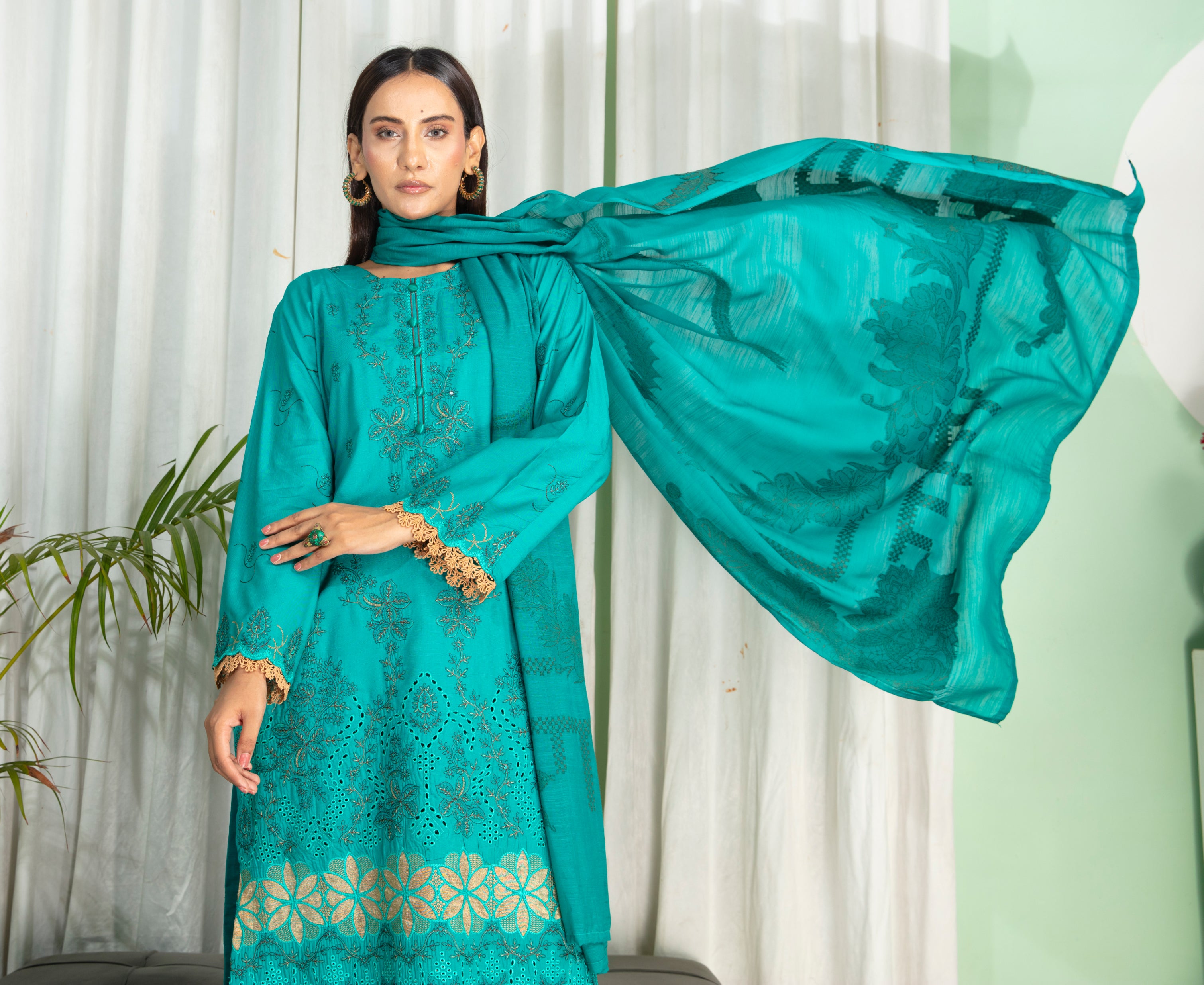 MINAHAL Viscose EMB Shirt & Dupatta Vol-2417