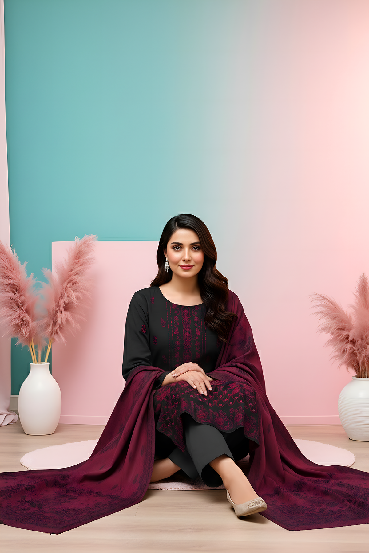 UMANG PEACH WOOL EMB Shirt & Dupatta VOL-2540