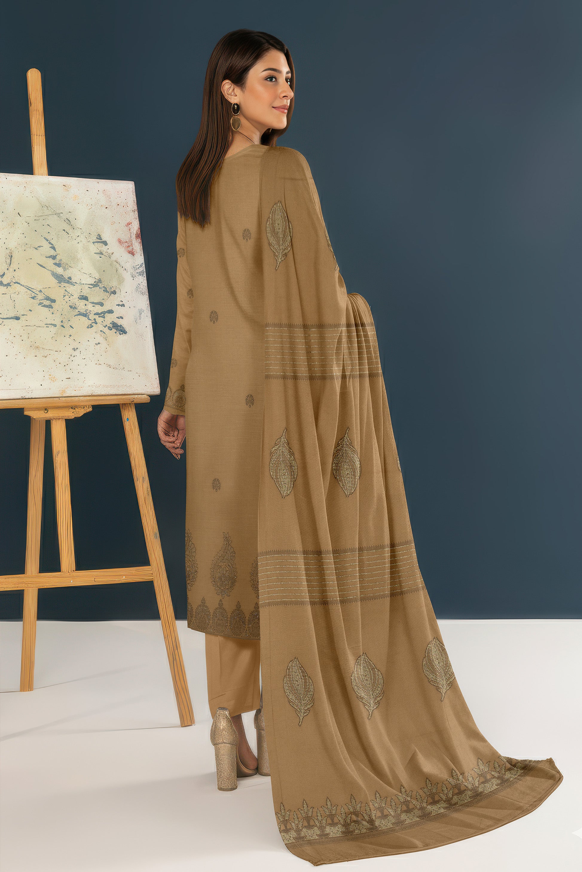 SANGAM PEACH WOOL EMB  Shirt & Dupatta VOL- 2584