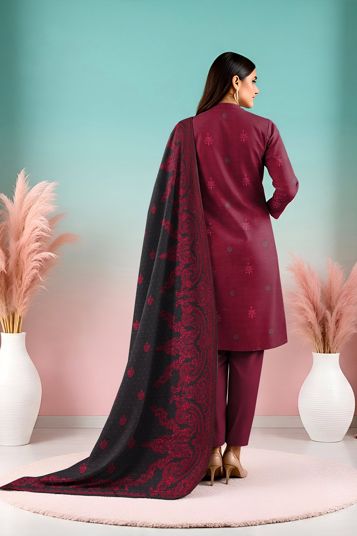 UMANG PEACH WOOL EMB Shirt & Dupatta VOL-2540