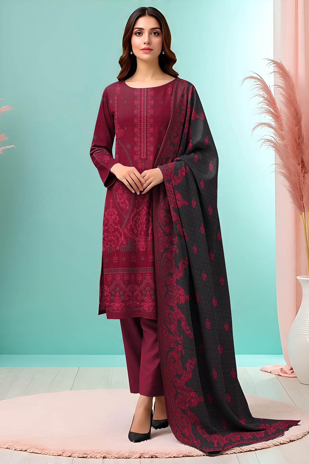 UMANG PEACH WOOL EMB Shirt & Dupatta VOL-2540