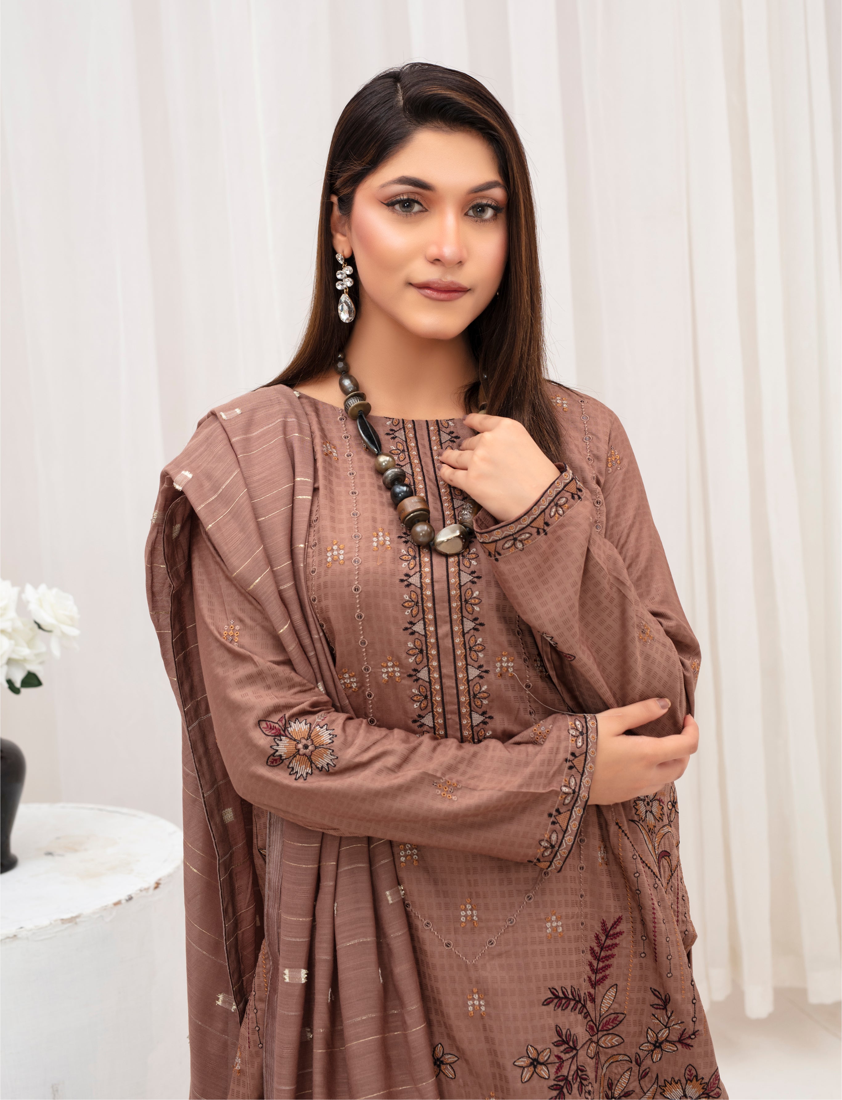 MEERAM Viscose EMB Shirt & Dupatta Vol-2409
