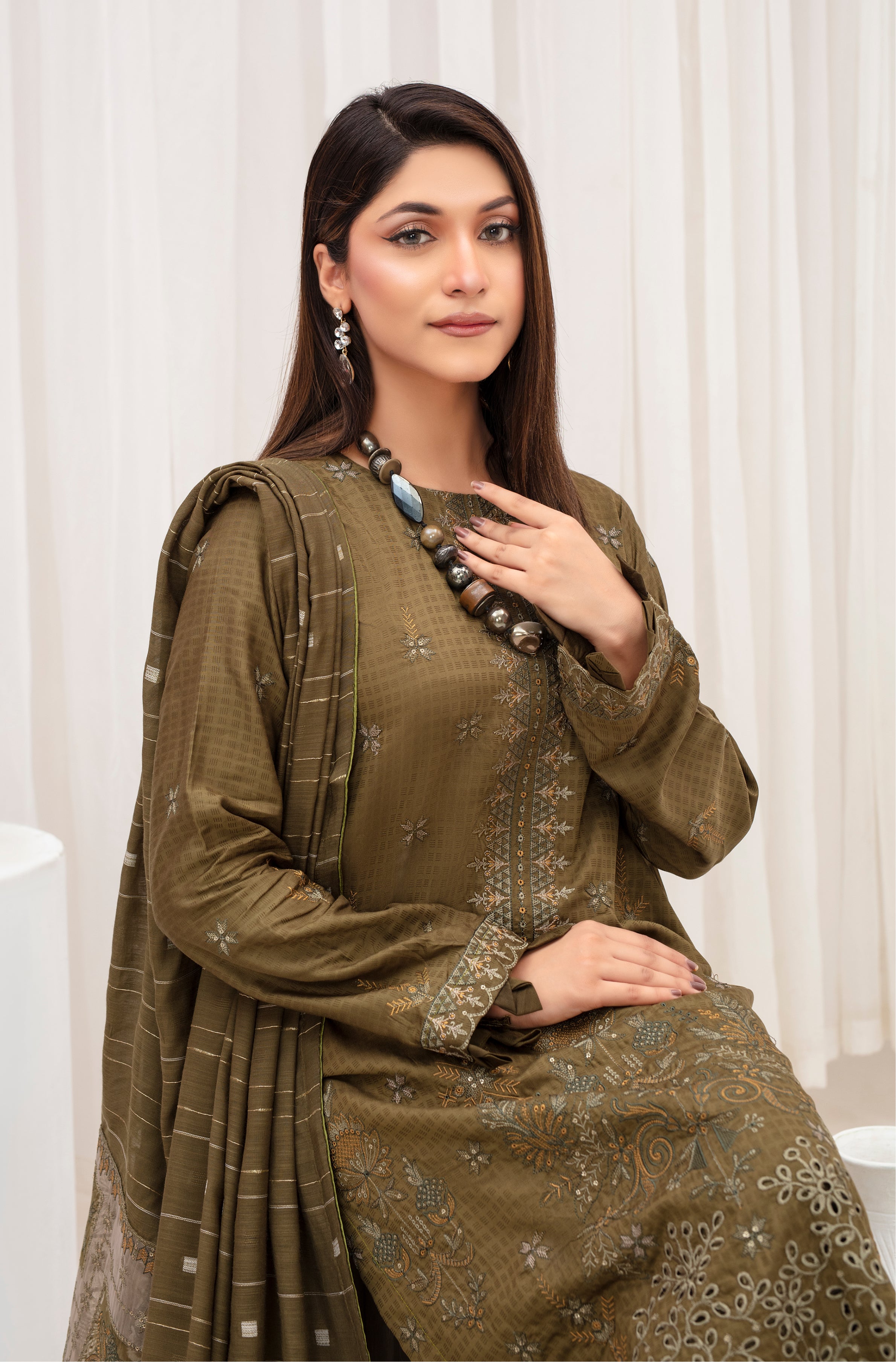 MEERAM Viscose EMB Shirt & Dupatta Vol-2409