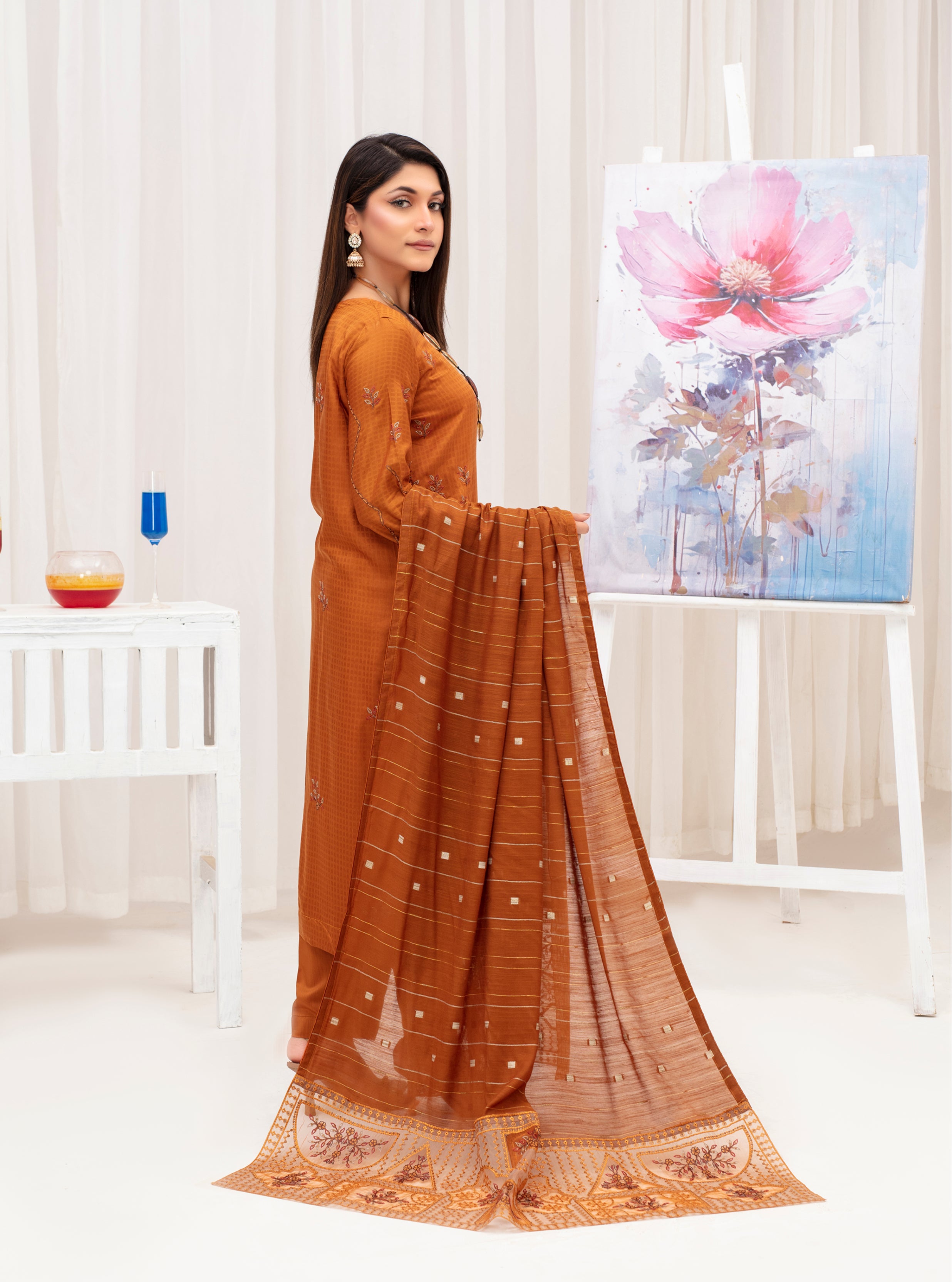 MEERAM Viscose EMB Shirt & Dupatta Vol-2409