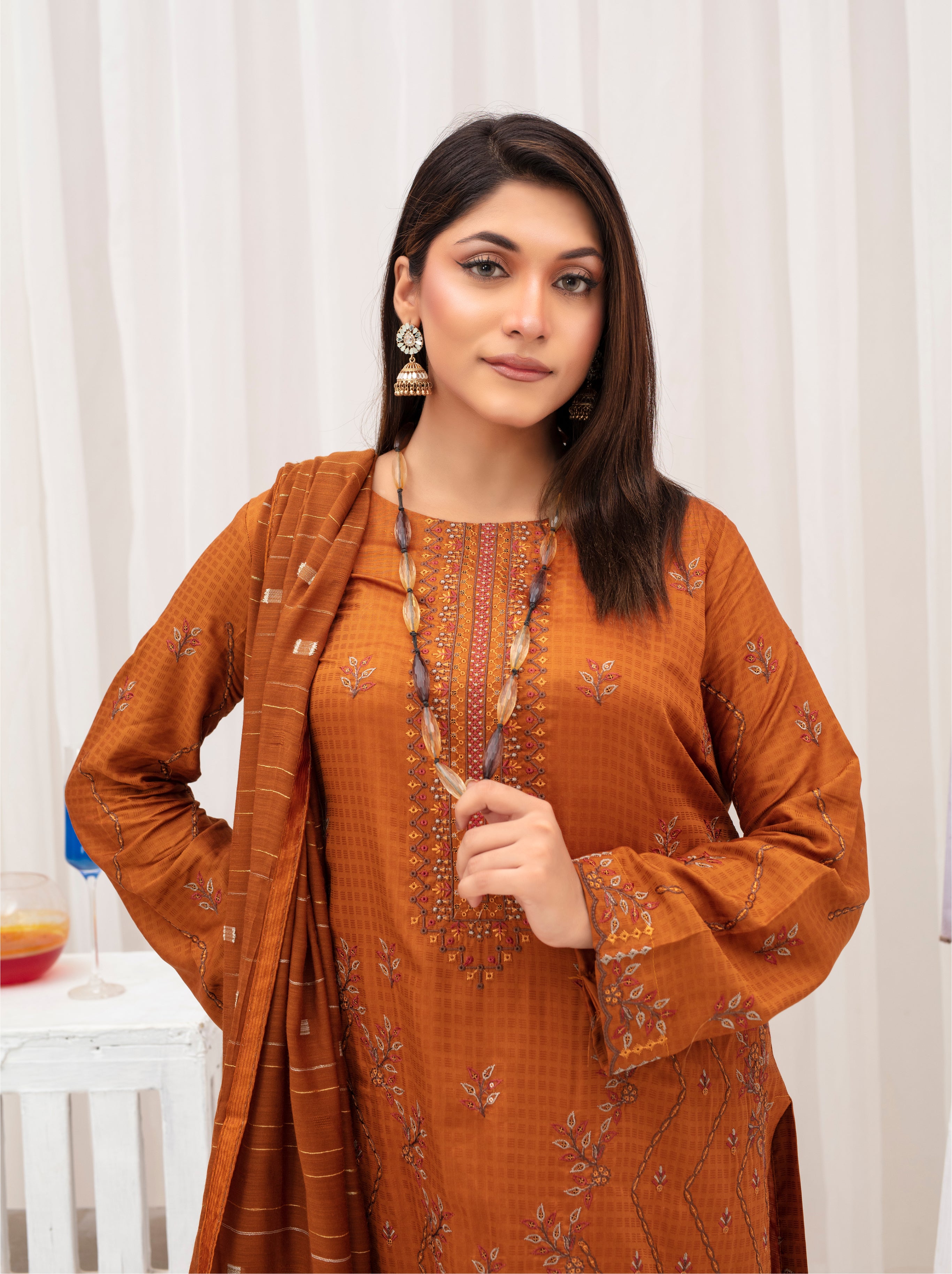 MEERAM Viscose EMB Shirt & Dupatta Vol-2409