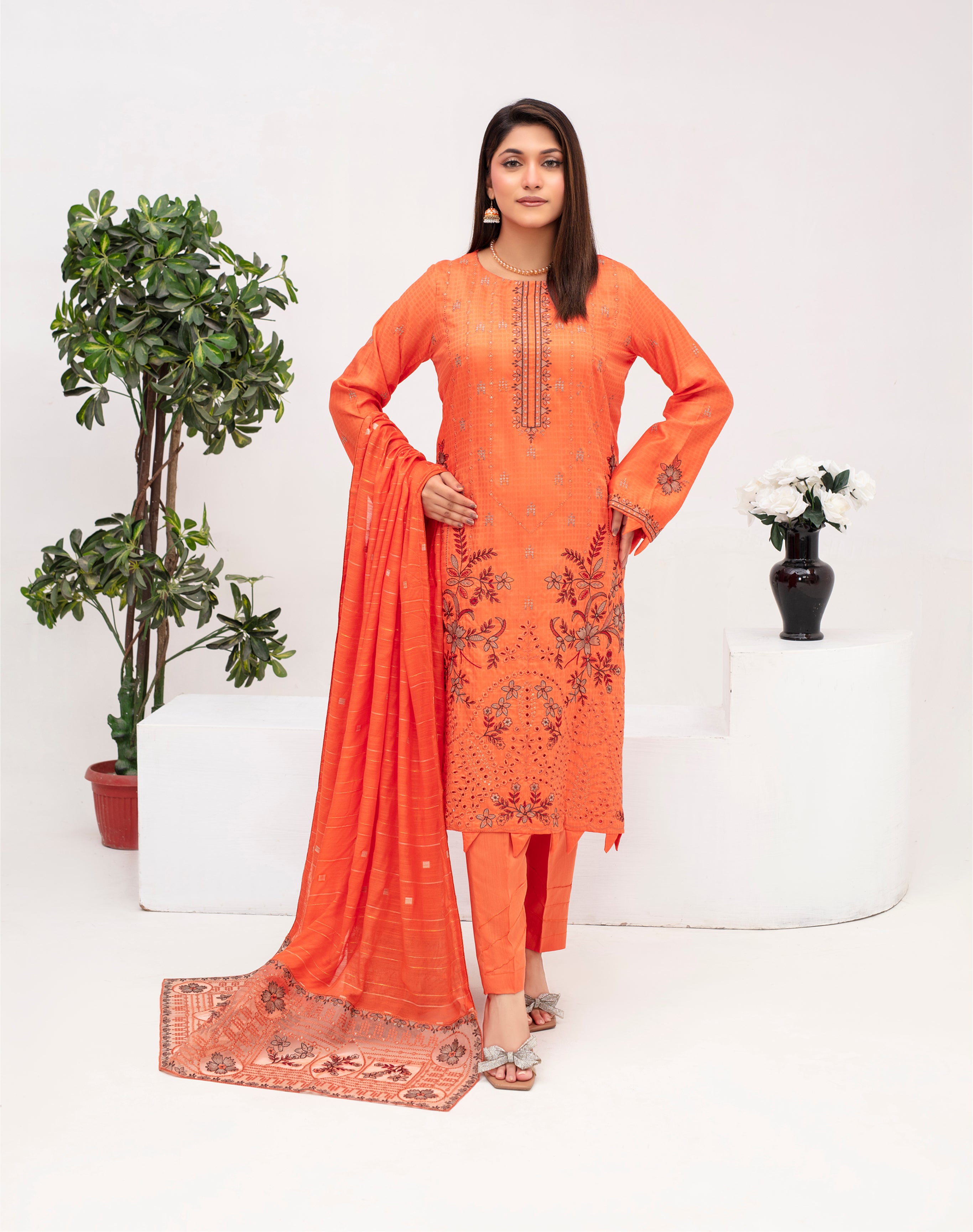 MEERAM Viscose EMB Shirt & Dupatta Vol-2409