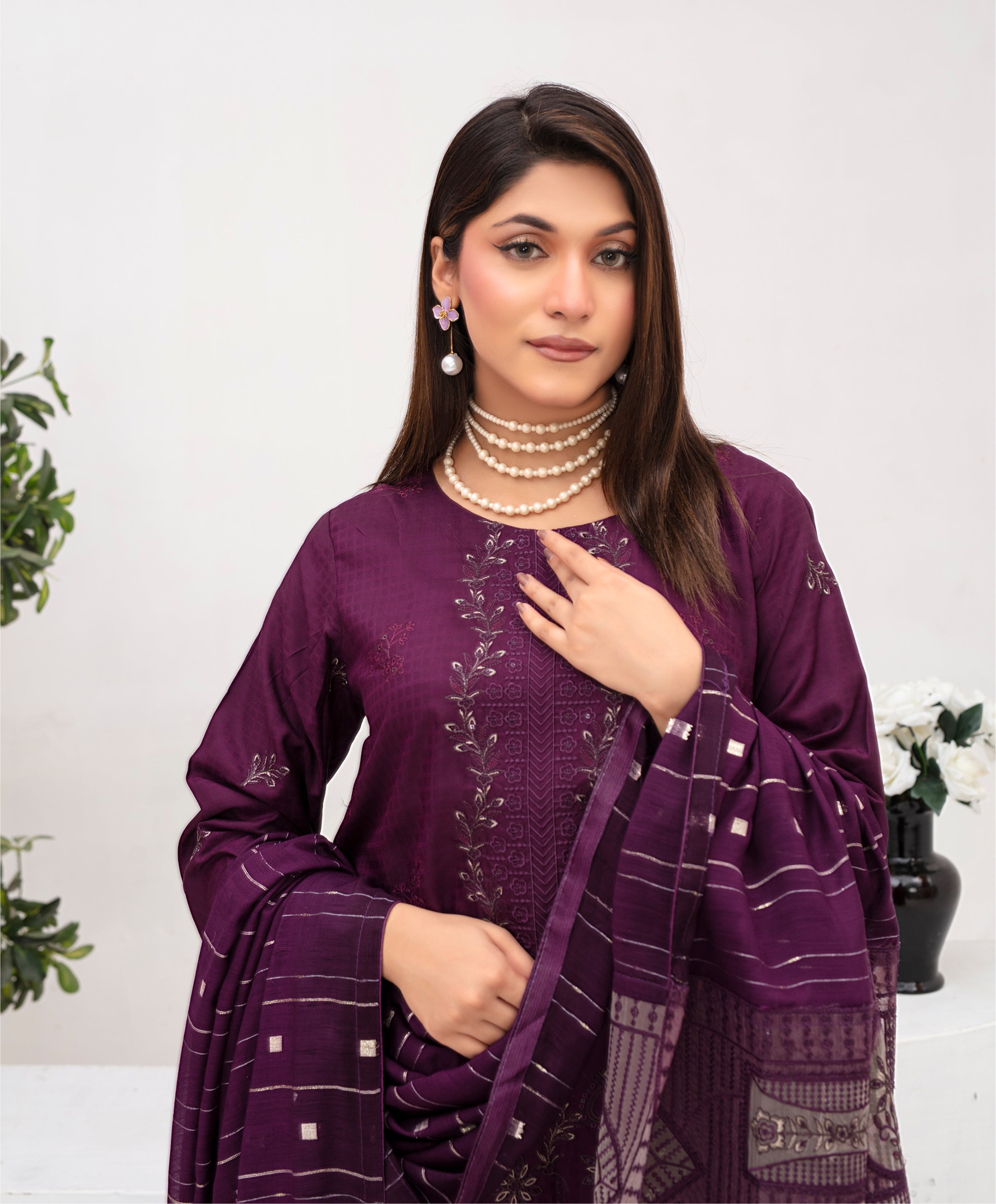 MEERAM Viscose EMB Shirt & Dupatta Vol-2409