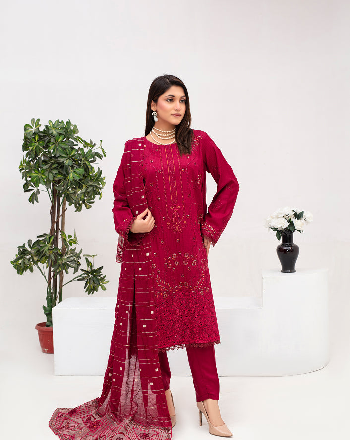 MEERAM Viscose EMB Shirt & Dupatta Vol-2409