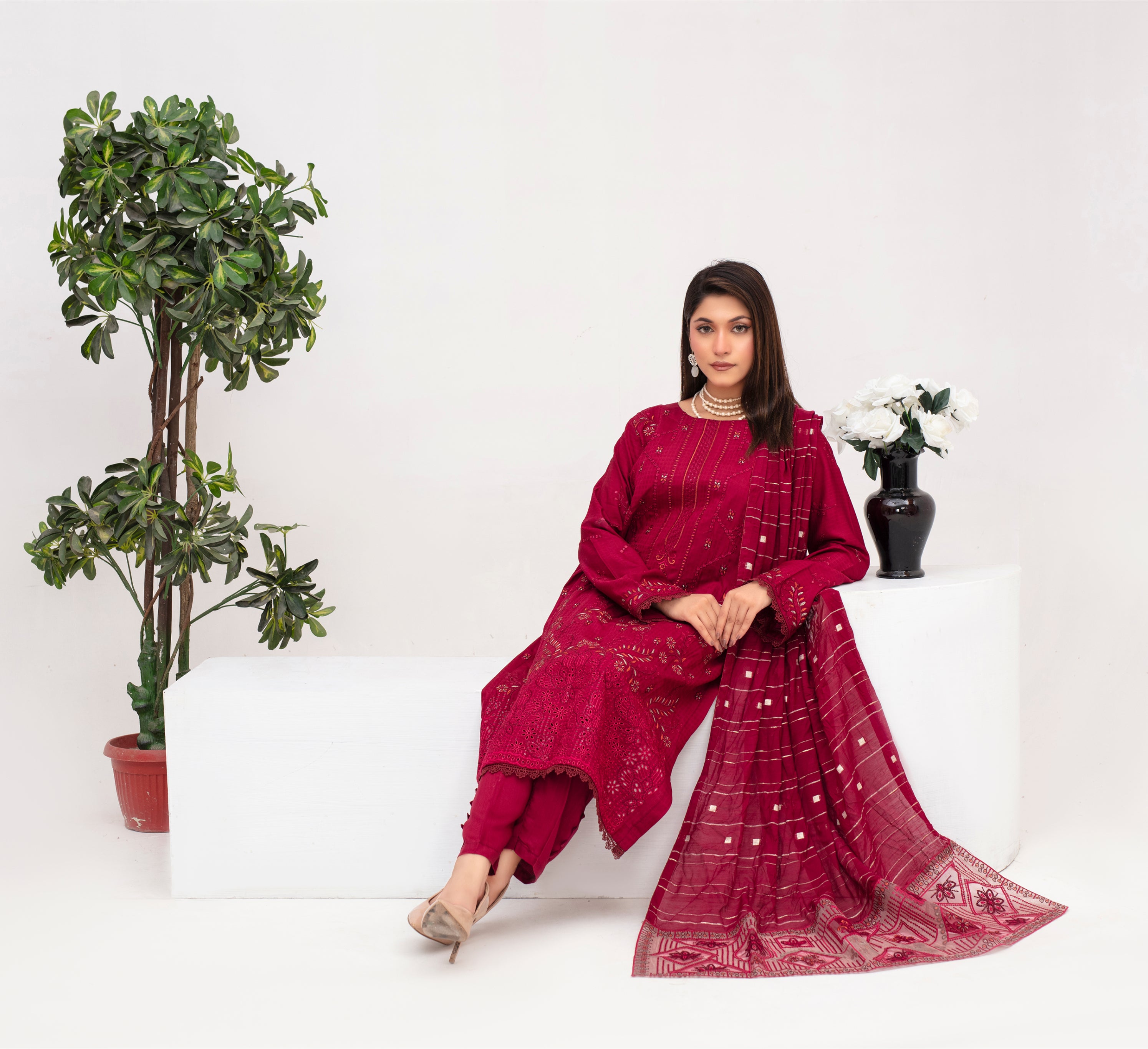 MEERAM Viscose EMB Shirt & Dupatta Vol-2409