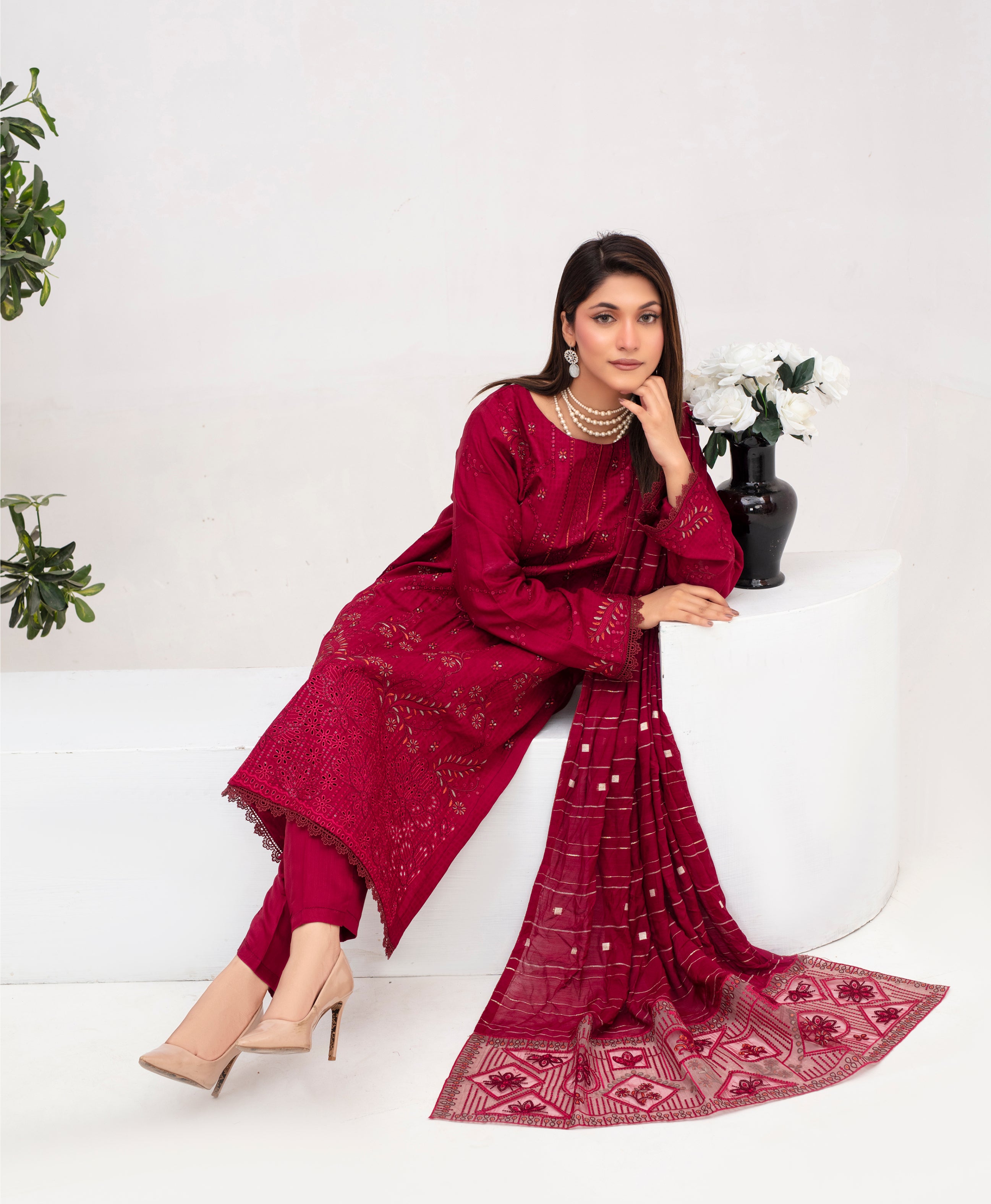 MEERAM Viscose EMB Shirt & Dupatta Vol-2409