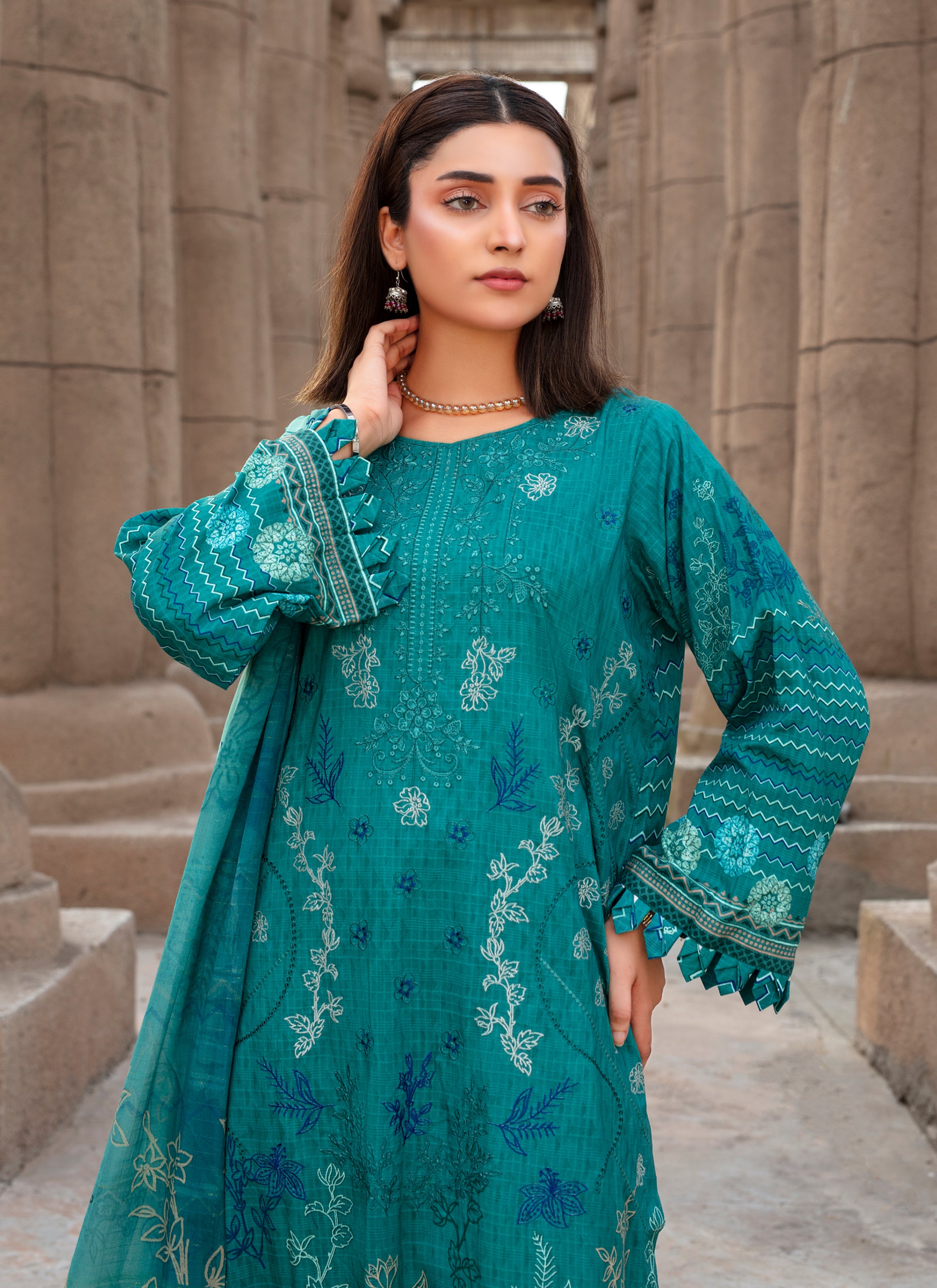 SAFEENA Viscose EMB Shirt & Dupatta Vol-2457