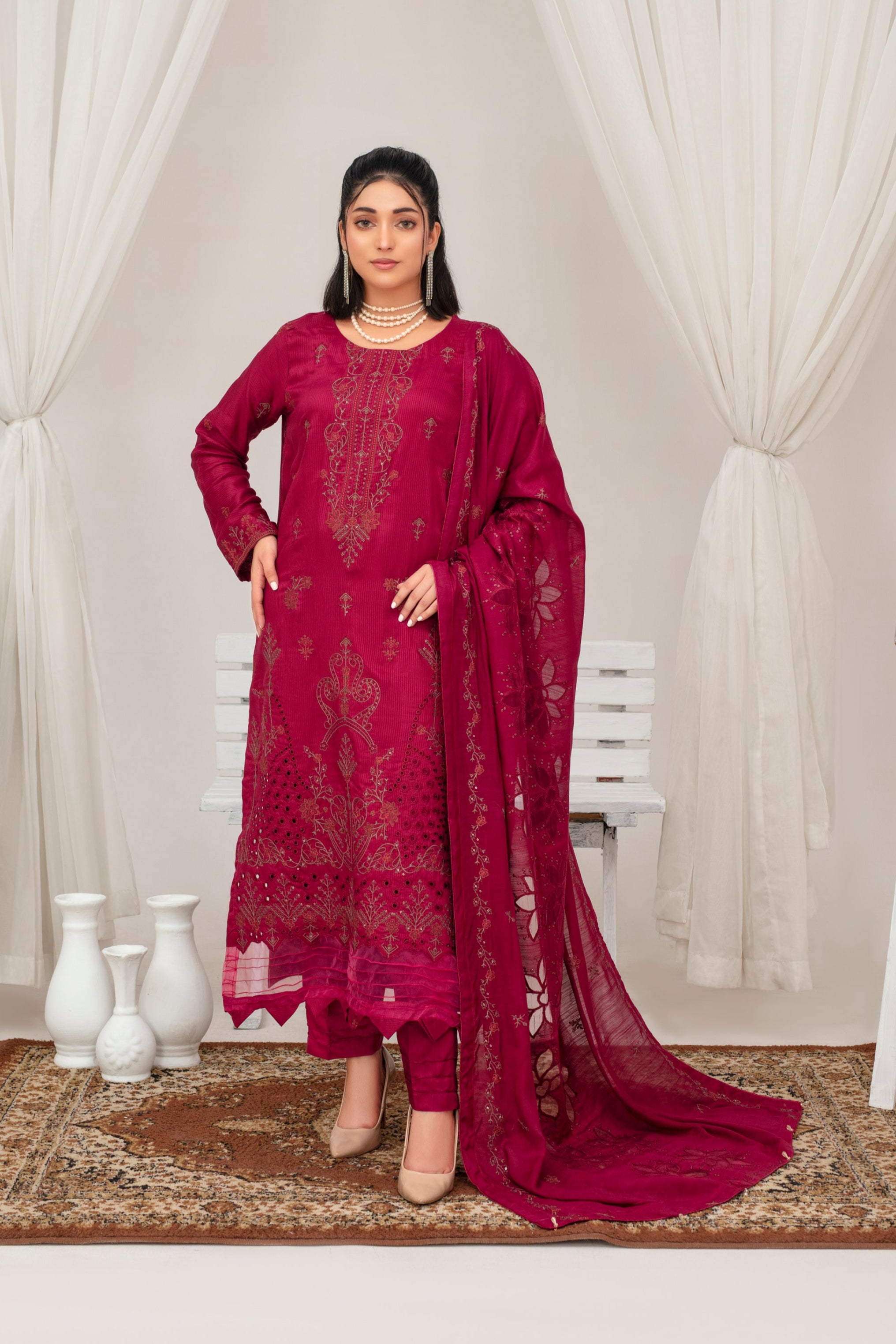 AMBER Viscose EMB Shirt & Dupatta Vol-2407