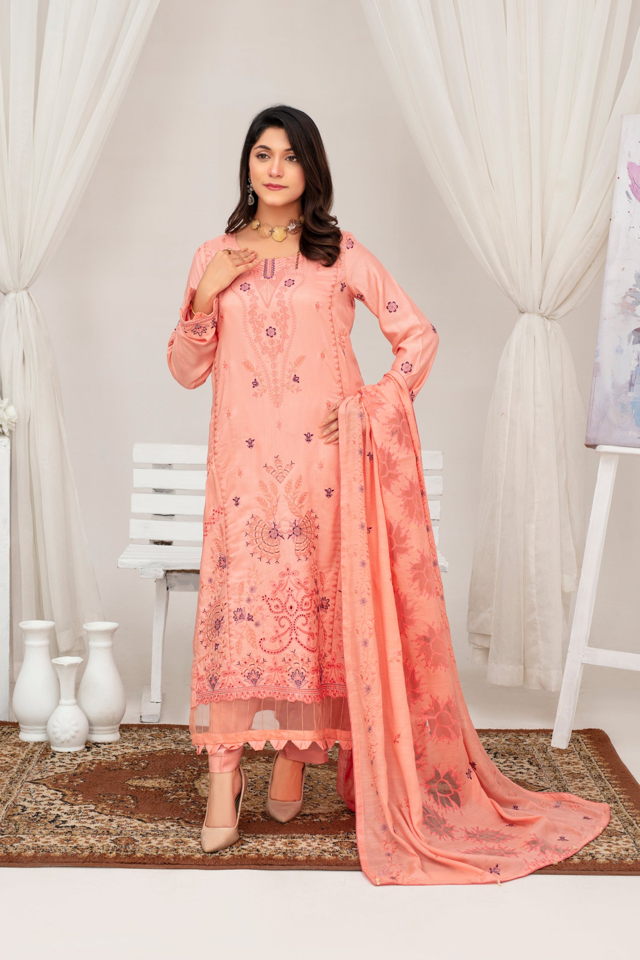 AMBER Viscose EMB Shirt & Dupatta Vol-2407