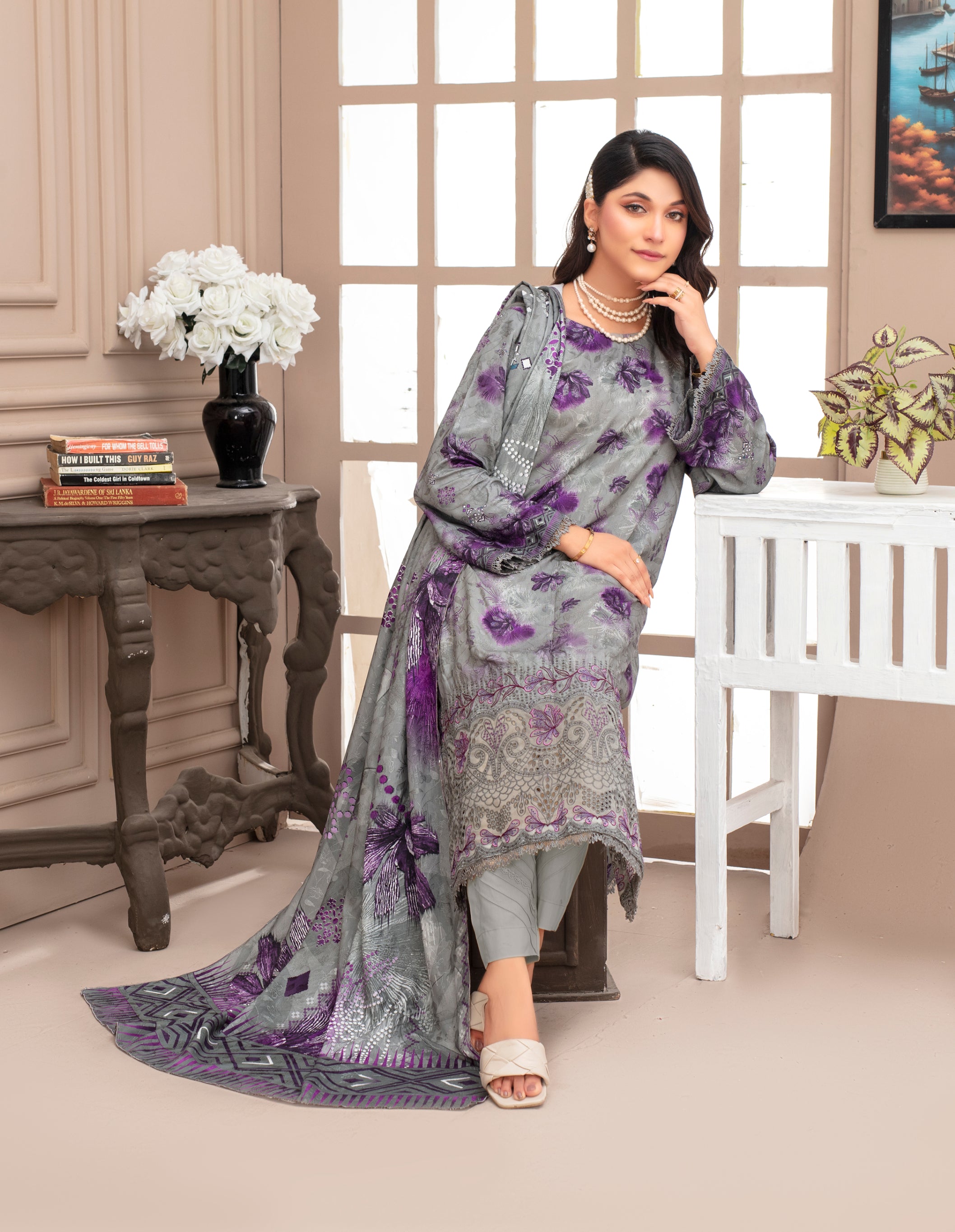 KHOOBSURAT Viscose EMB Shirt & Dupatta Vol-2452