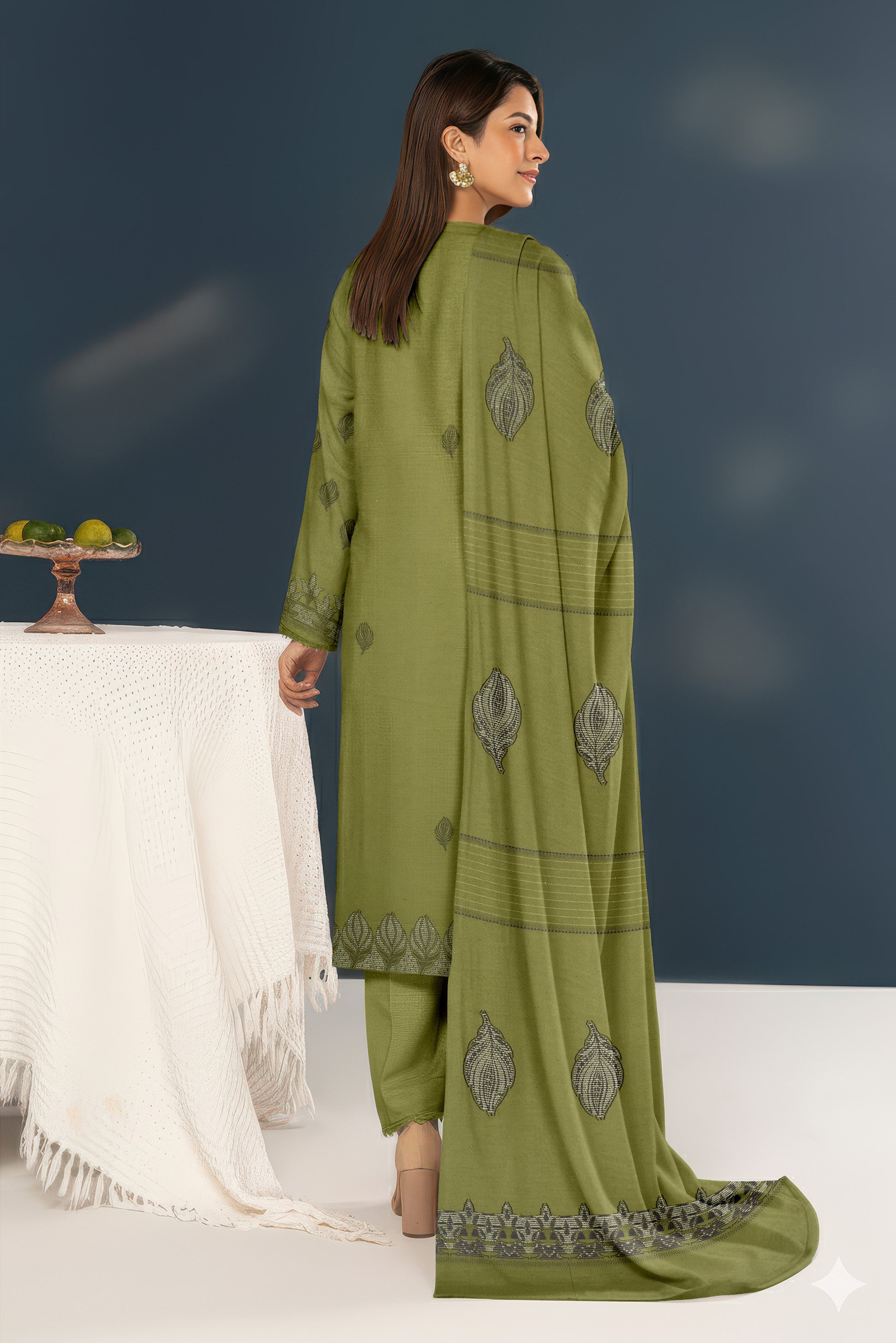 SANGAM PEACH WOOL EMB  Shirt & Dupatta VOL- 2584