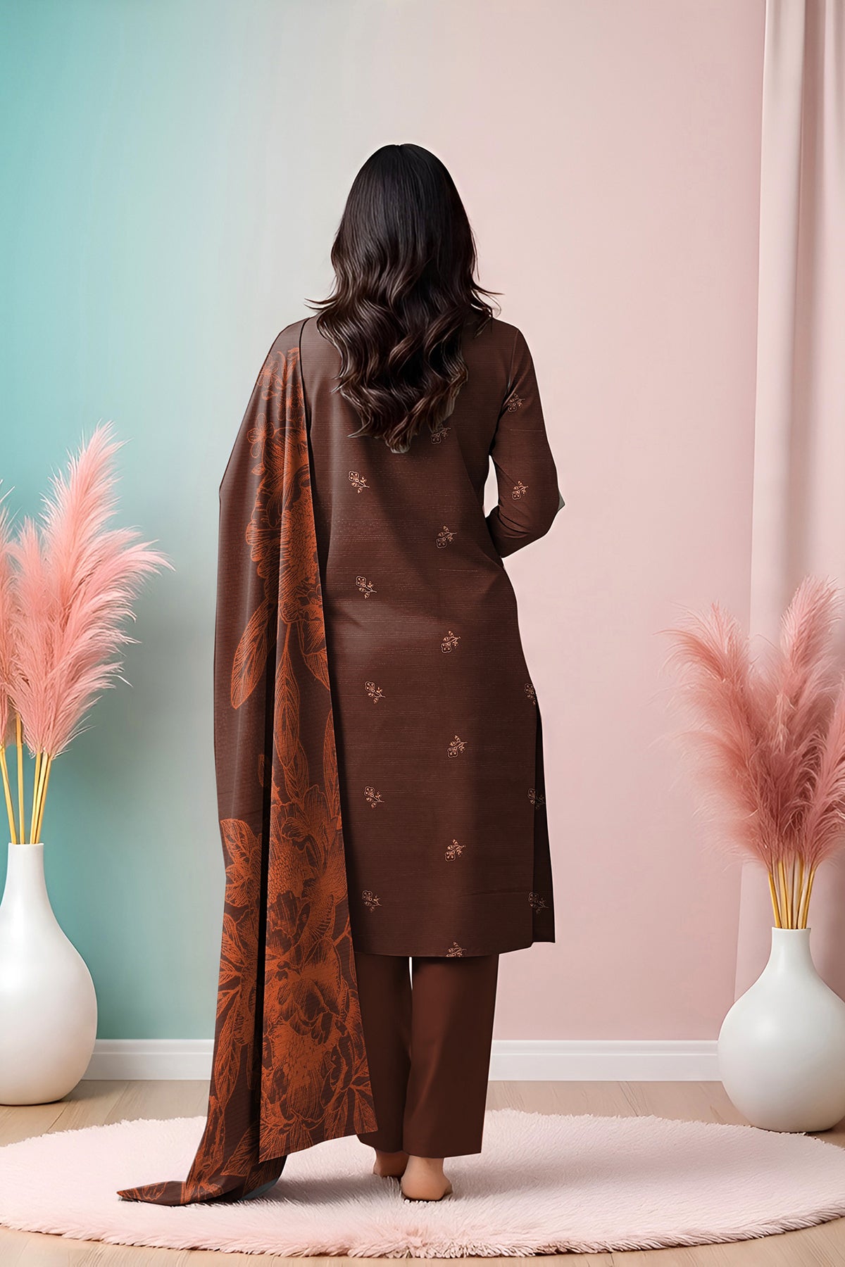 UMANG PEACH WOOL EMB Shirt & Dupatta VOL-2540