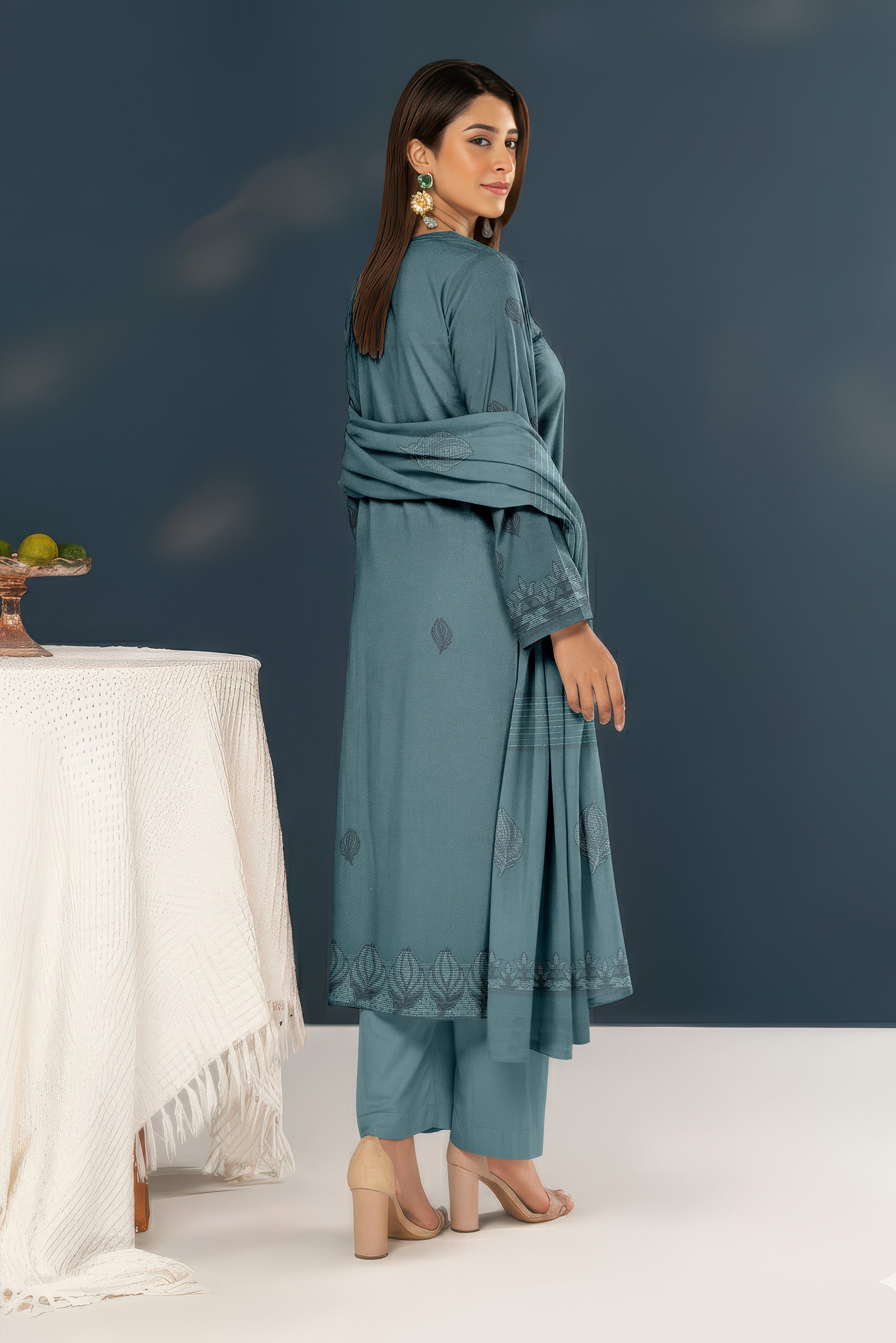 SANGAM PEACH WOOL EMB  Shirt & Dupatta VOL- 2584