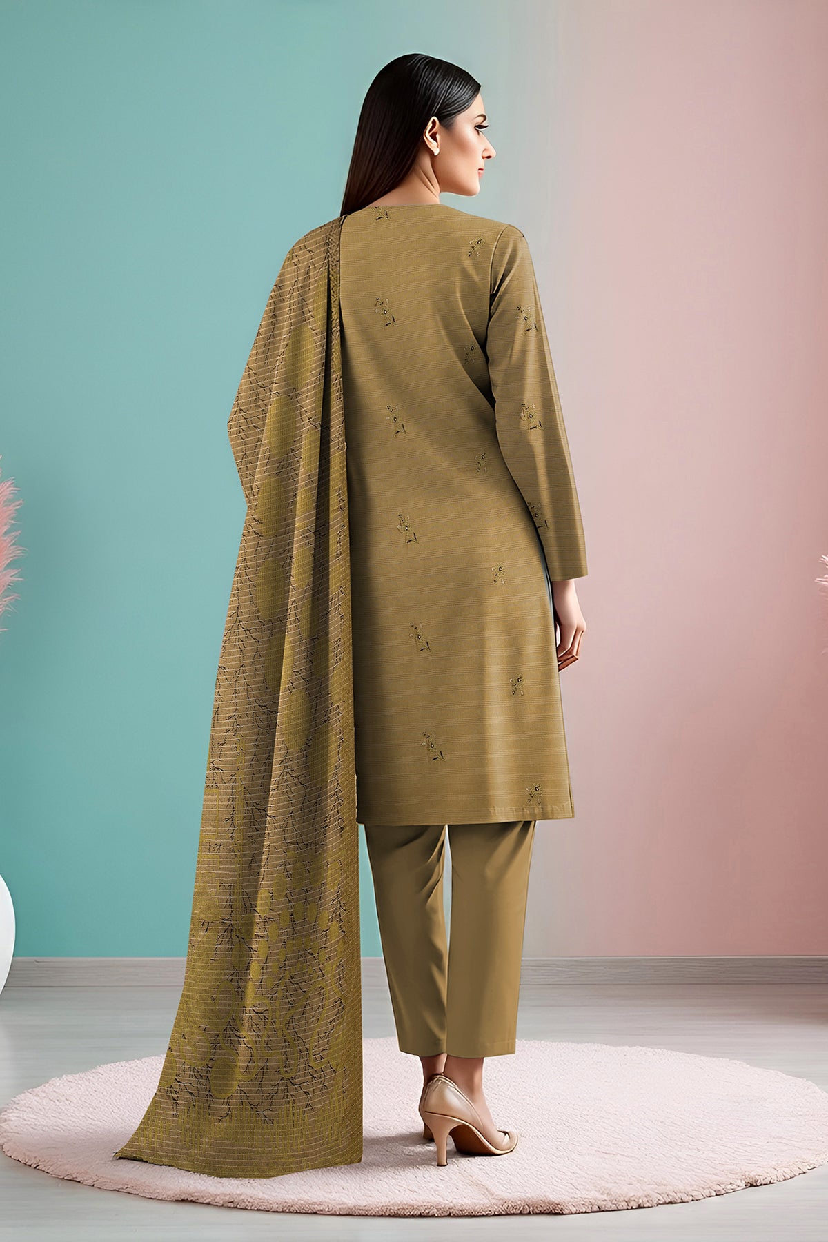 UMANG PEACH WOOL EMB Shirt & Dupatta VOL-2540