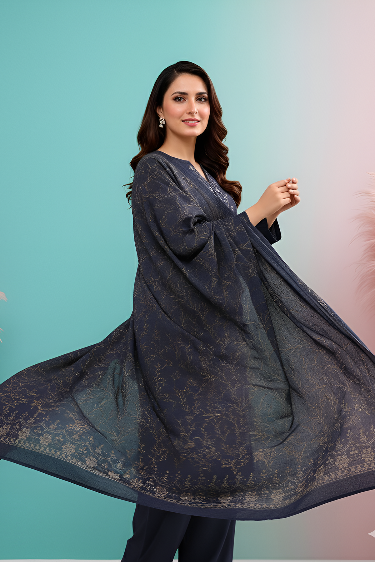 UMANG PEACH WOOL EMB Shirt & Dupatta VOL-2540