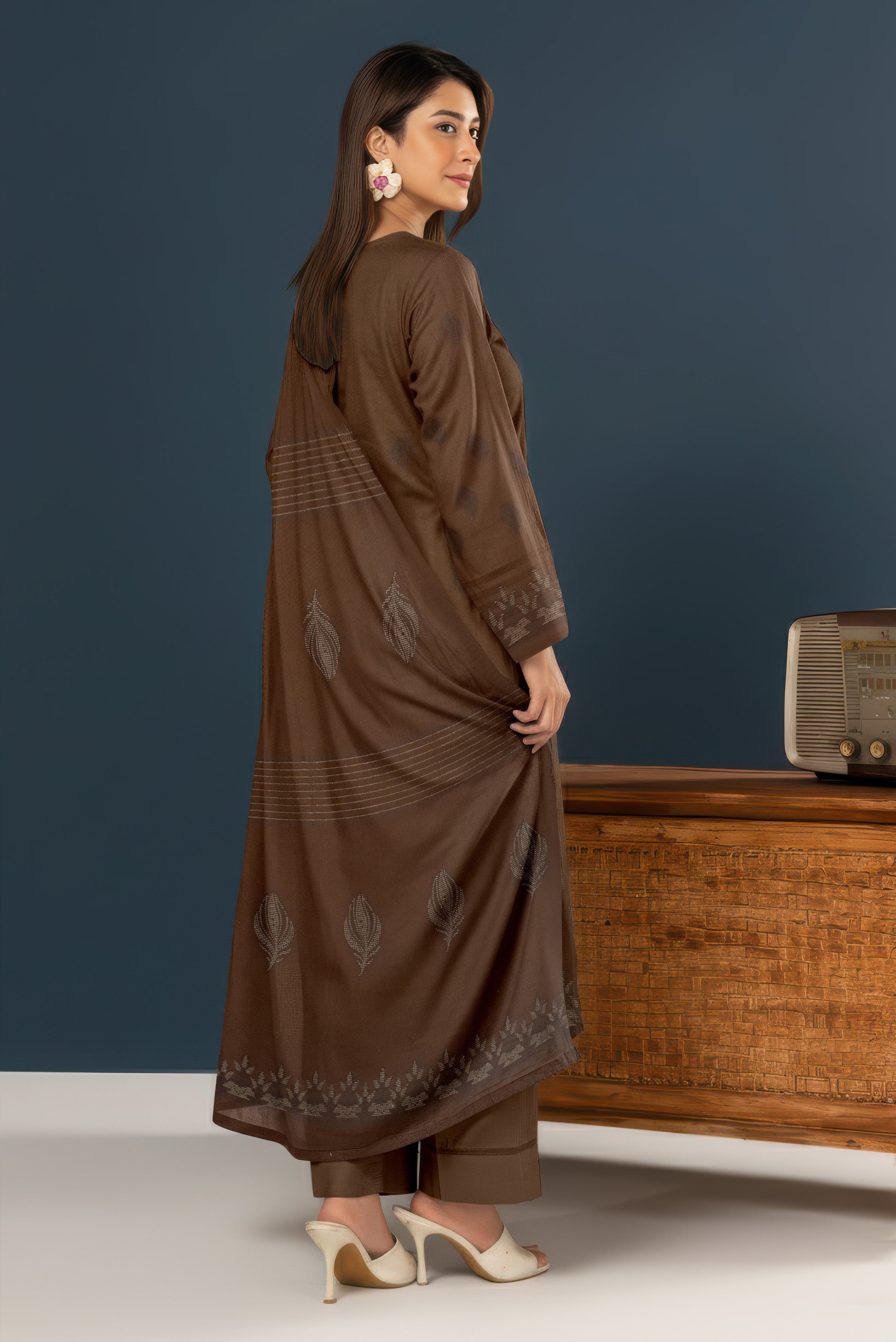 SANGAM PEACH WOOL EMB  Shirt & Dupatta VOL- 2584