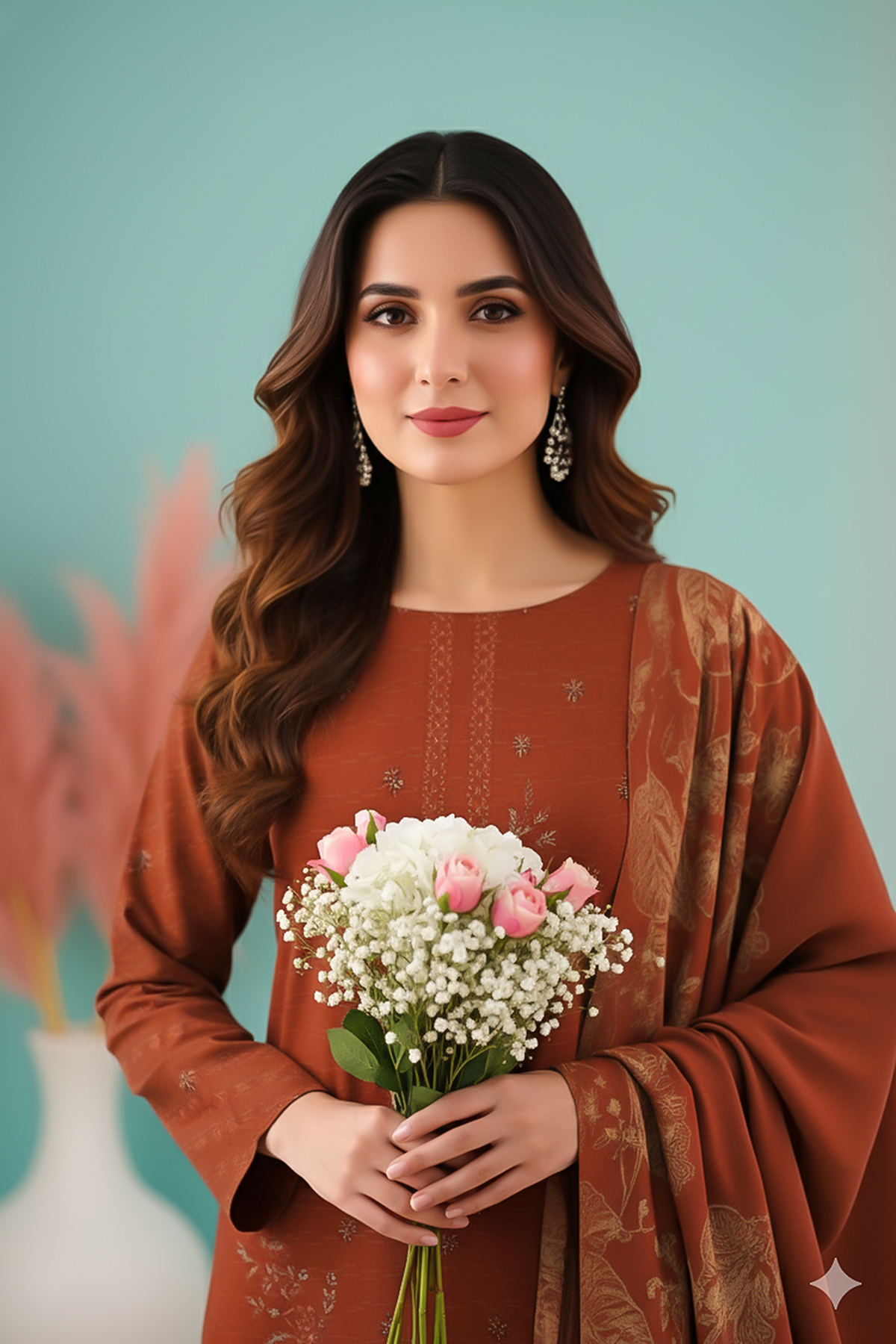UMANG PEACH WOOL EMB Shirt & Dupatta VOL-2540