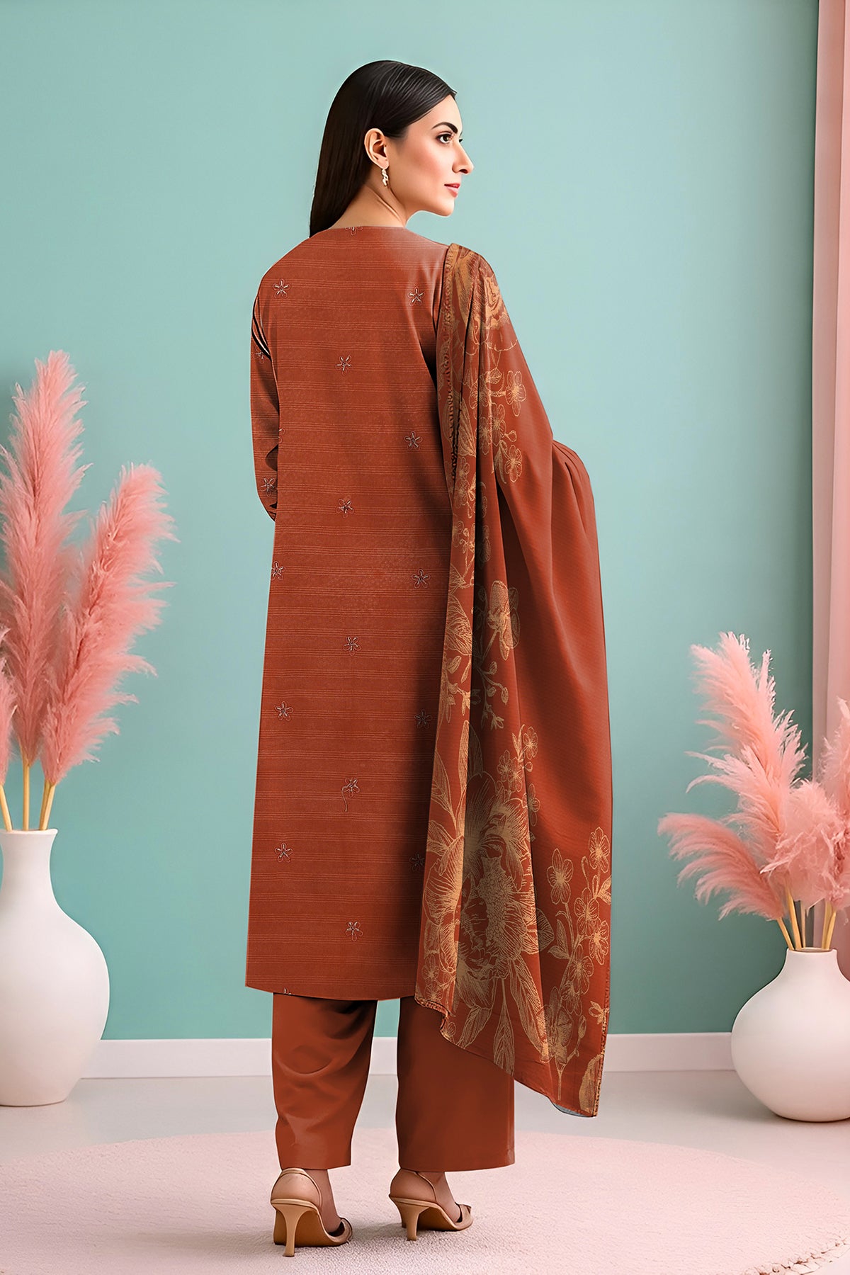 UMANG PEACH WOOL EMB Shirt & Dupatta VOL-2540