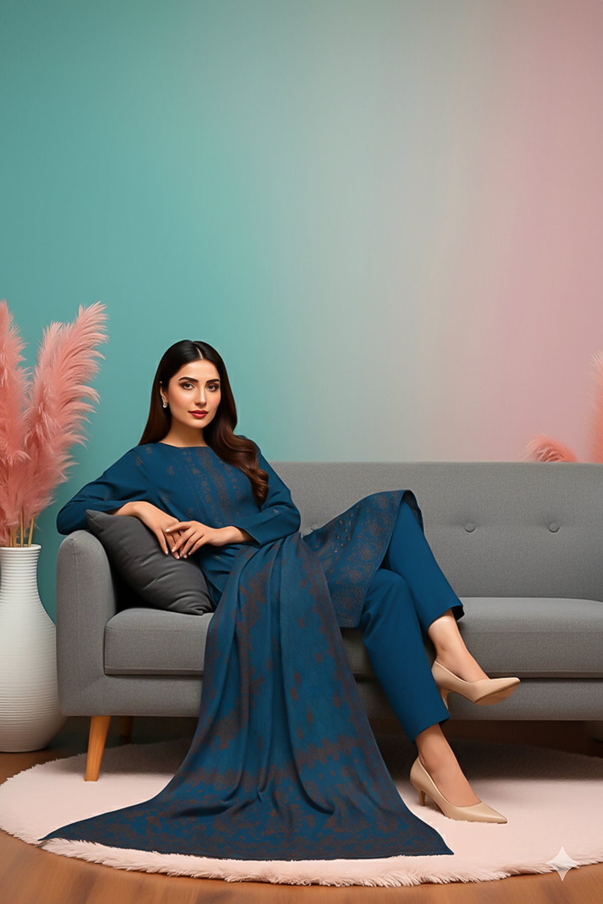 UMANG PEACH WOOL EMB Shirt & Dupatta VOL-2540