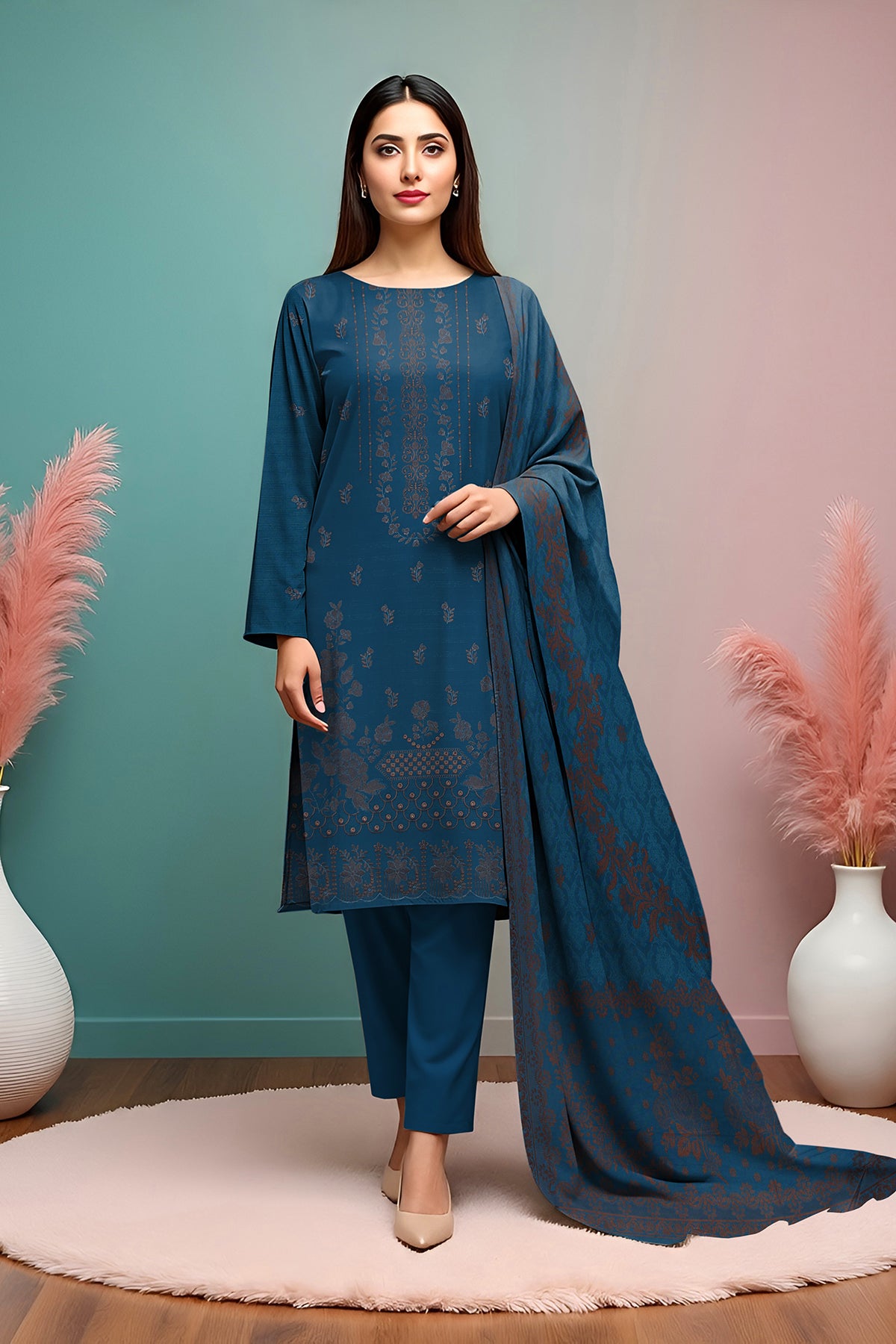 UMANG PEACH WOOL EMB Shirt & Dupatta VOL-2540